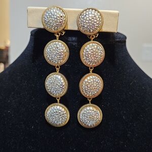 Vtg 80s Deanna Hamro Rhinestone Earrings